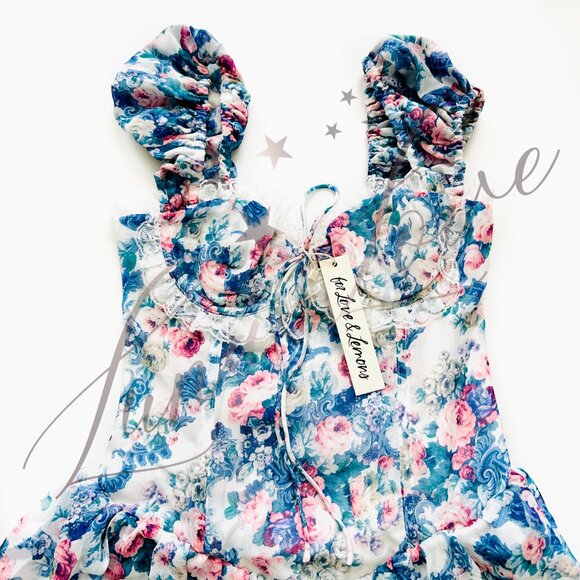 FOR LOVE & LEMONS Audrey Floral Mini Dress NWT - Picture 5 of 13